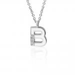 Monogram necklace B, Κ18 gold with diamonds 0.03ct, VS1, H and enamel, ko5448 NECKLACES Κοσμηματα - chrilia.gr
