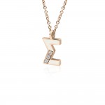 Monogram necklace Σ, Κ18 gold with diamonds 0.03ct, VS1, H and enamel, ko5453 NECKLACES Κοσμηματα - chrilia.gr