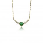 Heart necklace, Κ18 gold with emerald 0.26cts and diamonds 0.08ct, VS1, G, ko5460 NECKLACES Κοσμηματα - chrilia.gr