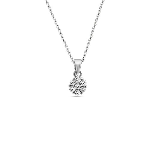 Multistone round necklace 18K white gold with diamonds 0.12ct, VS1, G from IGL, me2191 NECKLACES Κοσμηματα - chrilia.gr