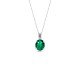 Solitaire oval necklace, Κ18 white gold with emerald 0.73ct and diamond 0.03ct, VS1, Η, me2206