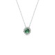 Solitaire rosette necklace, Κ18 white gold with emerald 0.25ct and diamond 0.06ct, VS1, H, me2208