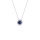 Solitaire rosette necklace, Κ18 white gold with sapphire 0.30ct and diamonds 0.06ct, VS1, G, me2209