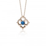 Flower necklace, Κ18 pink gold with blue diamond 0.17ct, ko4272 NECKLACES Κοσμηματα - chrilia.gr