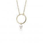 Round necklace, Κ14 gold with pearl ko5596 NECKLACES Κοσμηματα - chrilia.gr