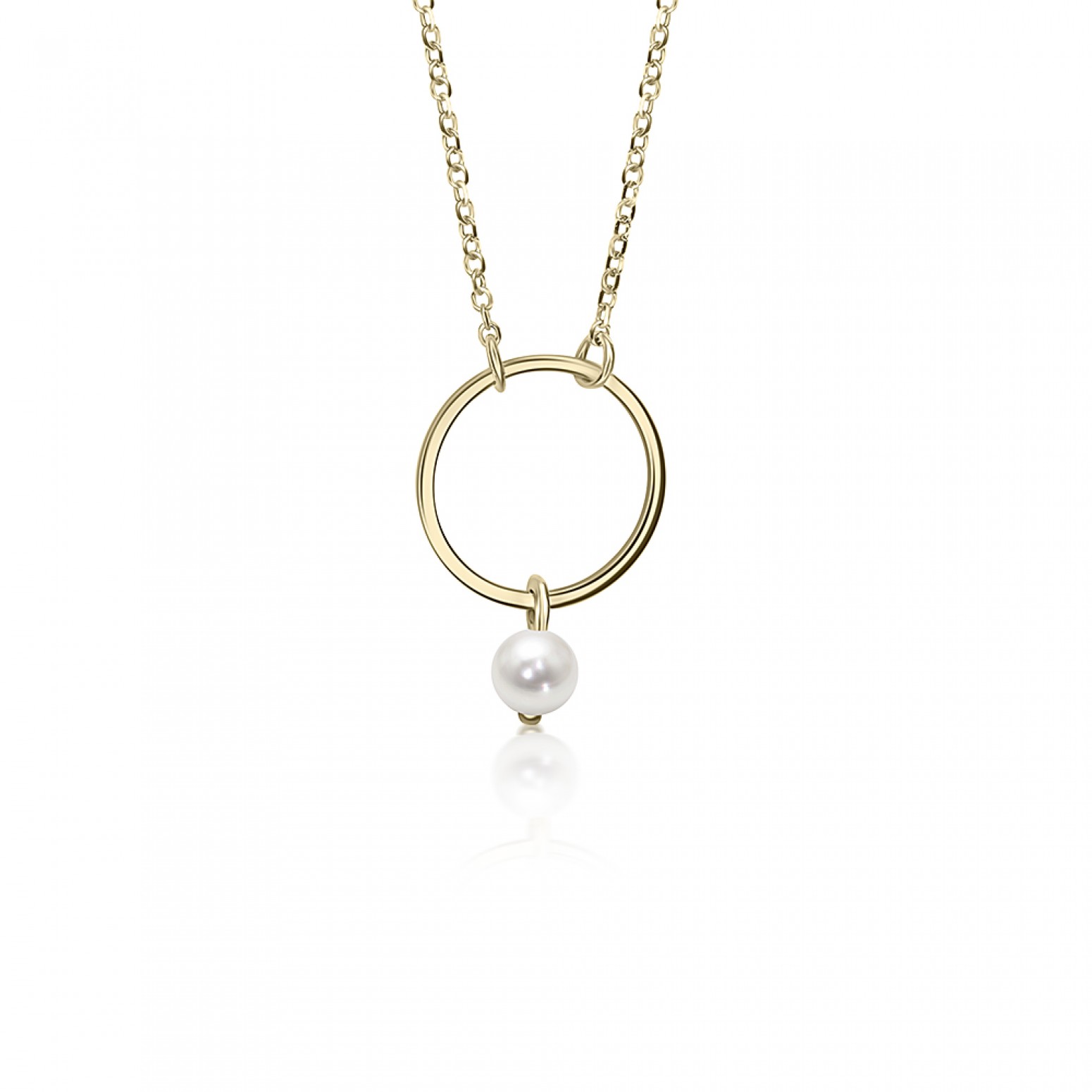 Round necklace, Κ14 gold with pearl ko5596 NECKLACES Κοσμηματα - chrilia.gr