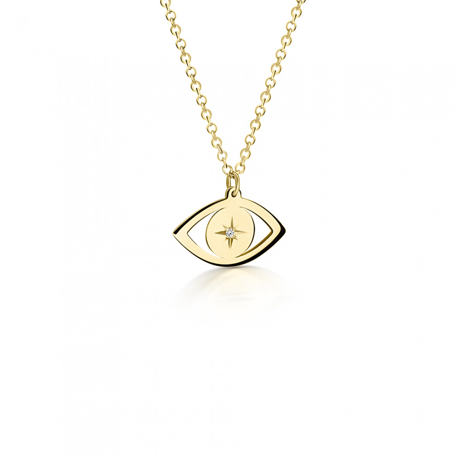 Eye necklace, Κ14 gold with diamond 0.005ct, VS2, H ko5598 NECKLACES Κοσμηματα - chrilia.gr