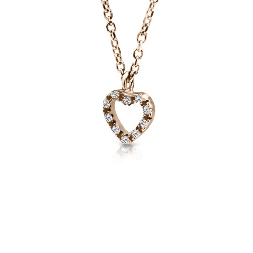 Heart necklace, Κ14 pink gold with zircon, ko2387 NECKLACES Κοσμηματα - chrilia.gr