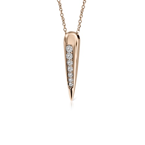 Pepper necklace, Κ14 pink gold with zircon, ko3755 NECKLACES Κοσμηματα - chrilia.gr