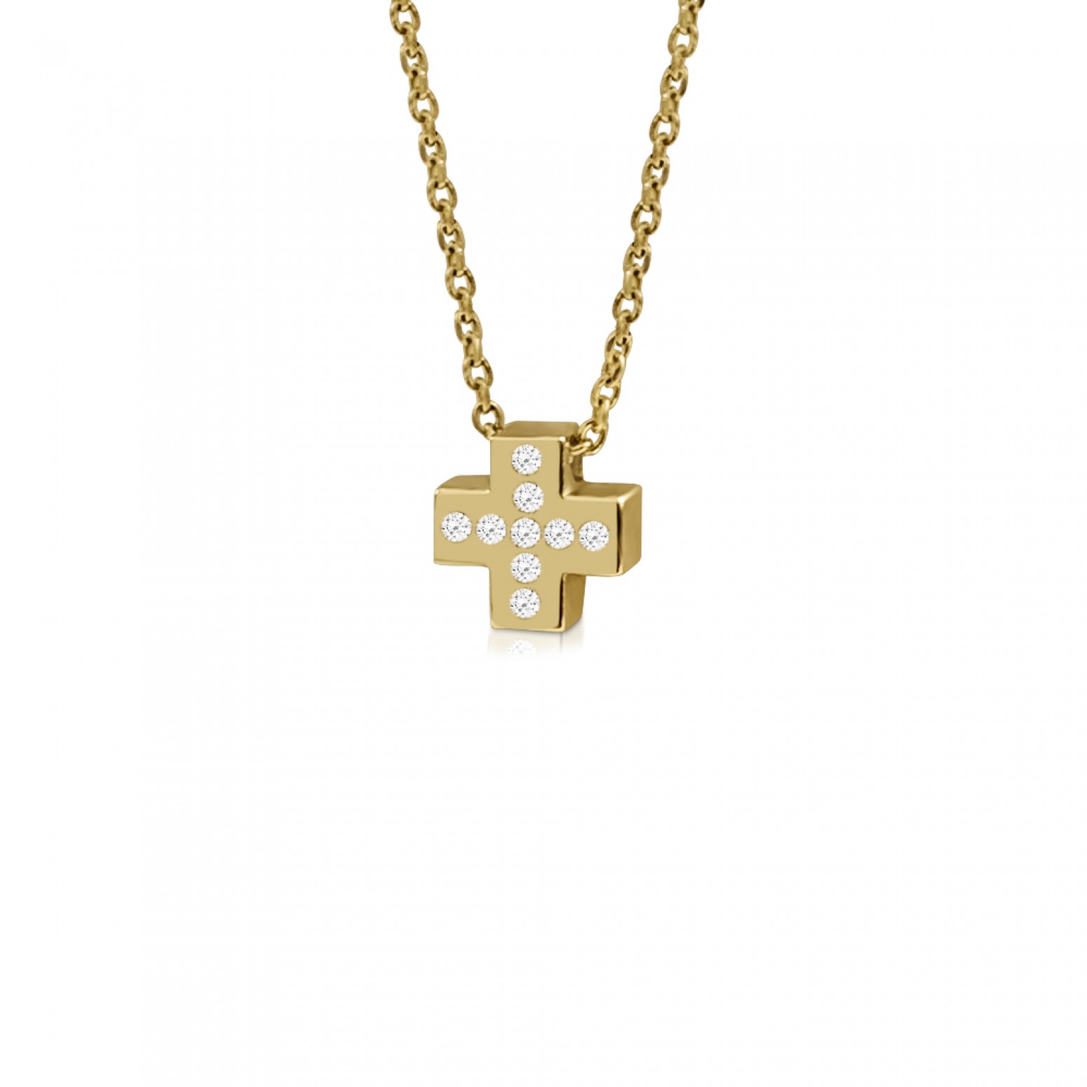 Cross necklace, Κ9 gold with zircon, ko3775 NECKLACES Κοσμηματα - chrilia.gr
