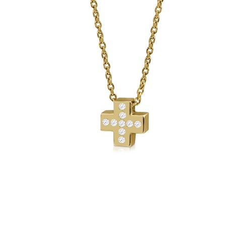 Cross necklace, Κ9 gold with zircon, ko3775 NECKLACES Κοσμηματα - chrilia.gr