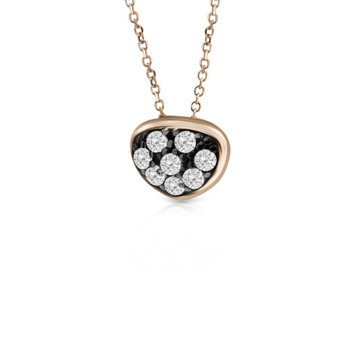 Heart necklace, Κ14 pink gold with zircon, ko3790 NECKLACES Κοσμηματα - chrilia.gr
