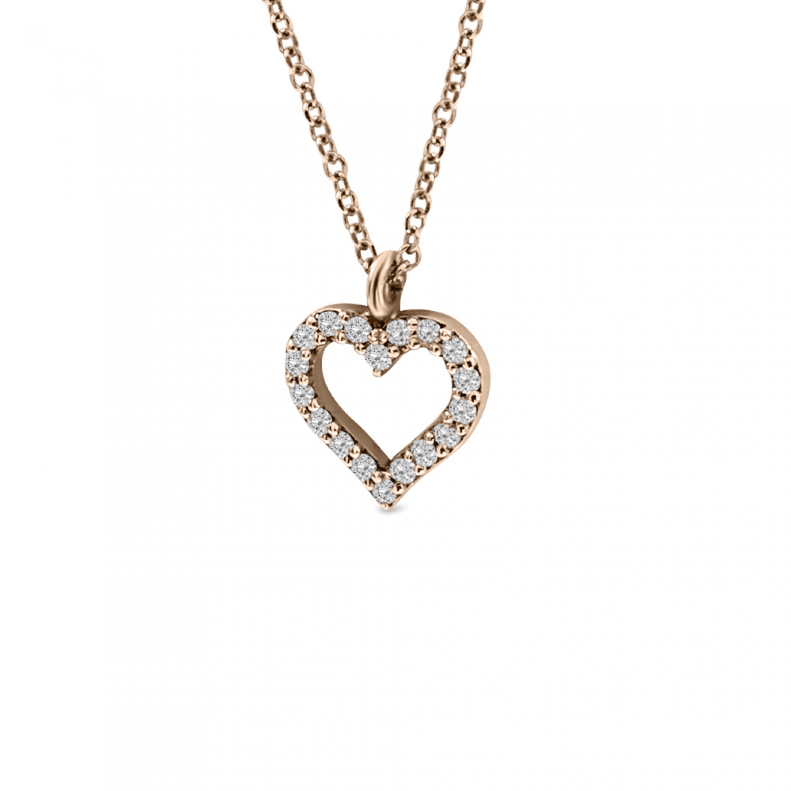 Heart necklace, Κ18 pink gold with diamonds 0.09ct, VS2, H ko3988 NECKLACES Κοσμηματα - chrilia.gr