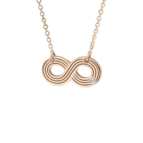 Infinity necklace, Κ14 pink gold with diamond 0.006ct, VS2, H ko4374 NECKLACES Κοσμηματα - chrilia.gr