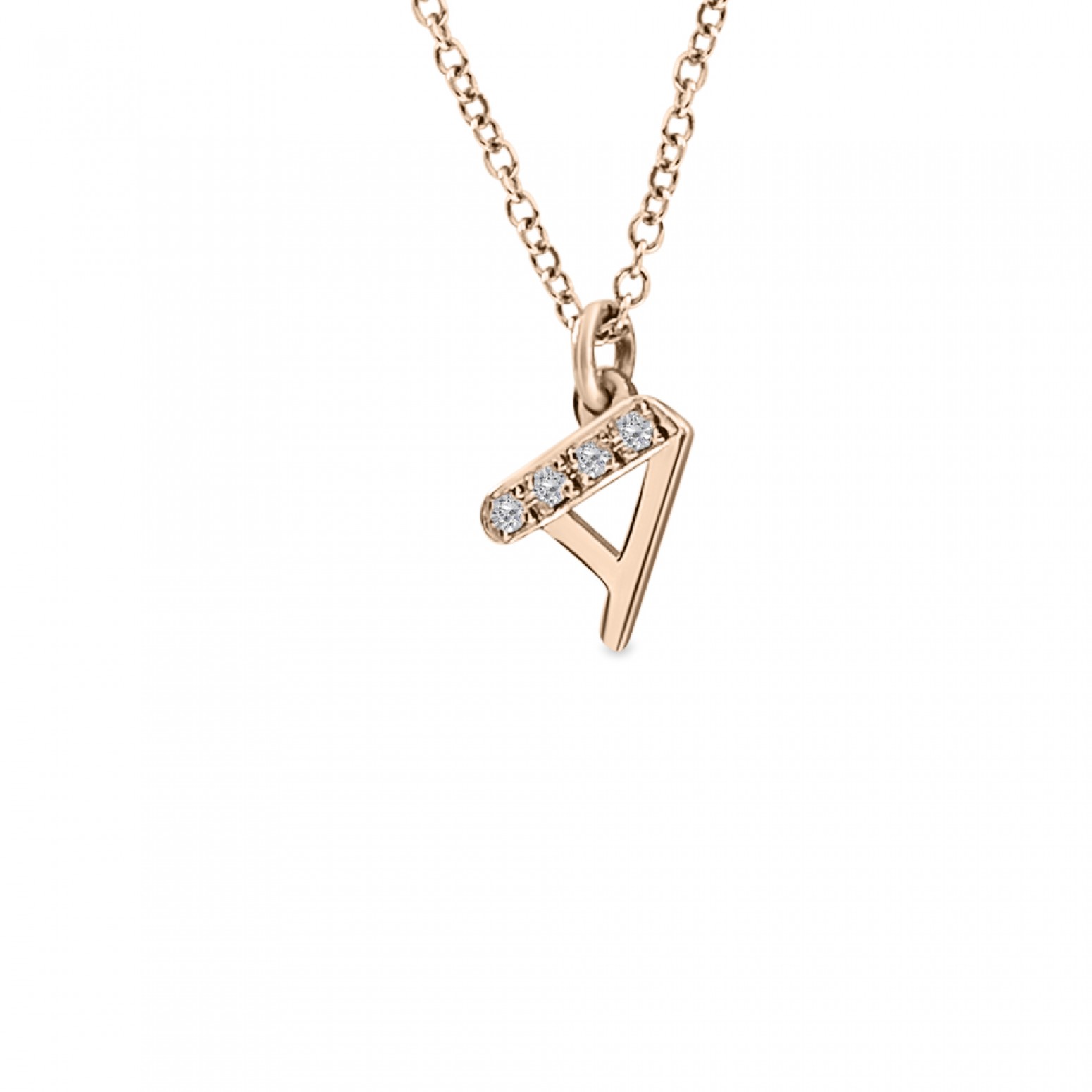 Monogram necklace A, Κ14 pink gold with diamonds 0.02ct, VS2, H ko4382 NECKLACES Κοσμηματα - chrilia.gr