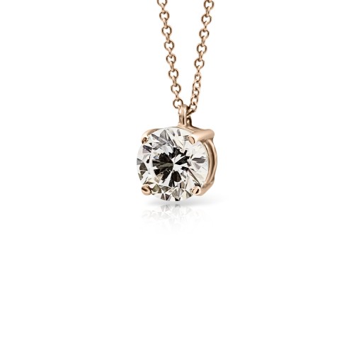 Solitaire necklace, Κ9 pink gold with zircon, ko4425 NECKLACES Κοσμηματα - chrilia.gr