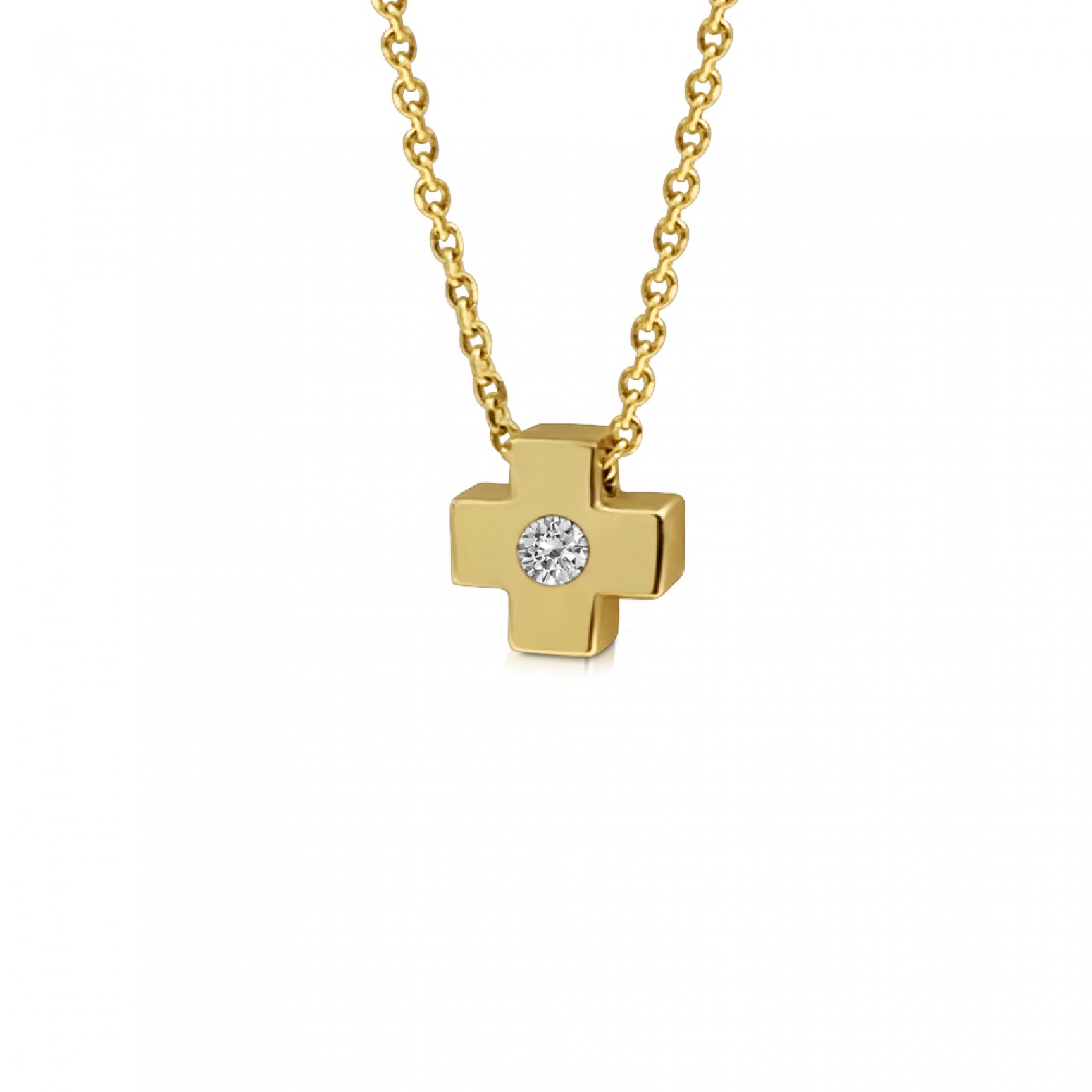 Cross necklace, Κ9 gold with zircon, ko4495 NECKLACES Κοσμηματα - chrilia.gr