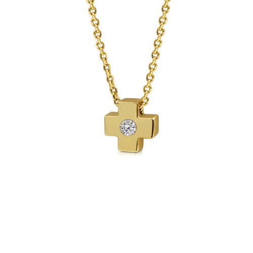 Cross necklace, Κ9 gold with zircon, ko4495 NECKLACES Κοσμηματα - chrilia.gr