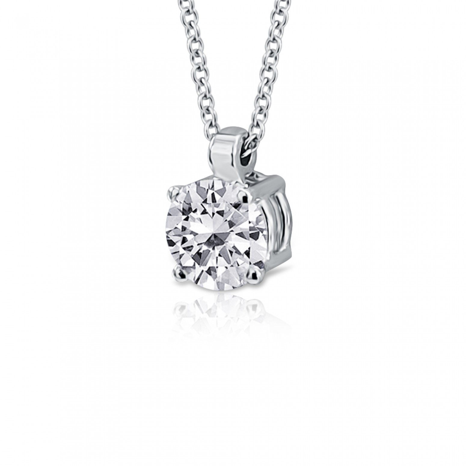 Solitaire necklace 18K white gold with diamond 0.46ct , VS1, H from GIA ko4563 NECKLACES Κοσμηματα - chrilia.gr