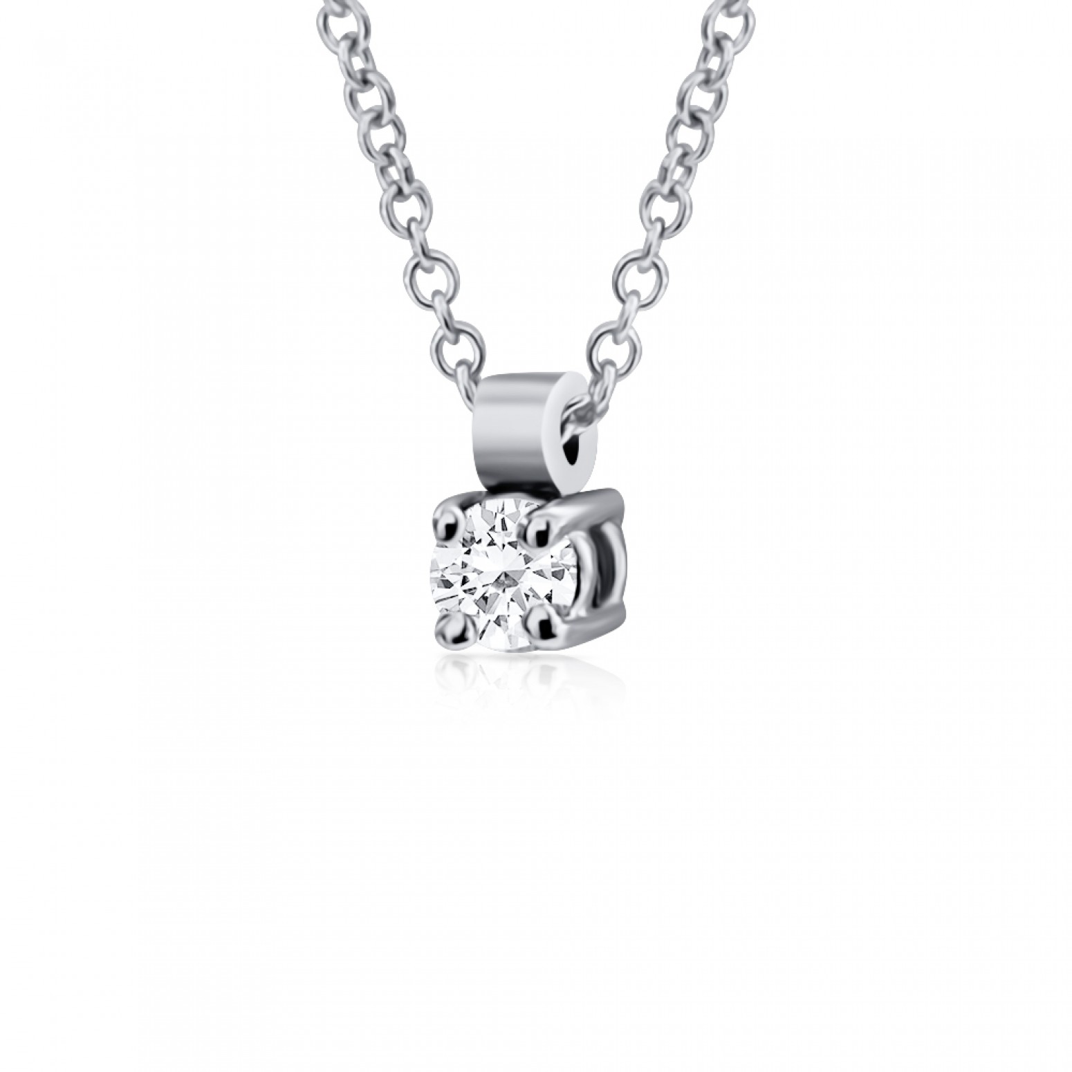 Solitaire necklace 18K white gold with diamond 0.08ct, VS1, G ko5078 NECKLACES Κοσμηματα - chrilia.gr