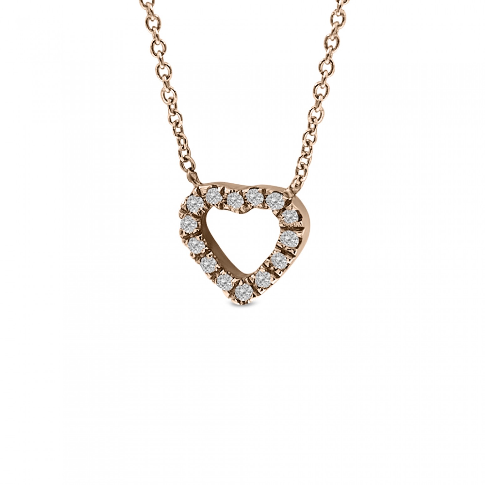 Heart necklace, Κ18 pink gold with diamonds 0.05ct, VS2, H ko4593 NECKLACES Κοσμηματα - chrilia.gr