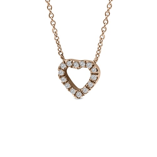 Heart necklace, Κ18 pink gold with diamonds 0.05ct, VS2, H ko4593 NECKLACES Κοσμηματα - chrilia.gr