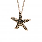 Starfish necklace, Κ18 pink gold with brown diamonds 0.21ct, ko4595 NECKLACES Κοσμηματα - chrilia.gr