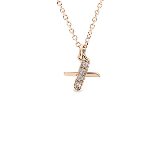 Monogram necklace X, Κ14 pink gold with diamonds 0.02ct, VS2, H ko4621 NECKLACES Κοσμηματα - chrilia.gr
