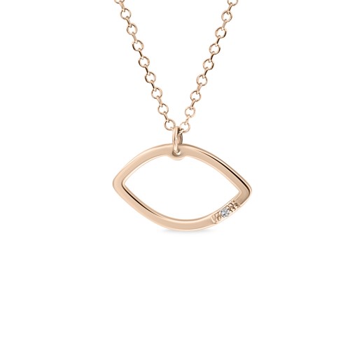 Eye necklace, Κ14 pink gold with diamond 0.005ct, VS2, H ko4714 NECKLACES Κοσμηματα - chrilia.gr