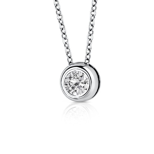 Solitaire necklace Κ18 white gold with diamond  0.16ct, SI2, H from IGL ko4818 NECKLACES Κοσμηματα - chrilia.gr