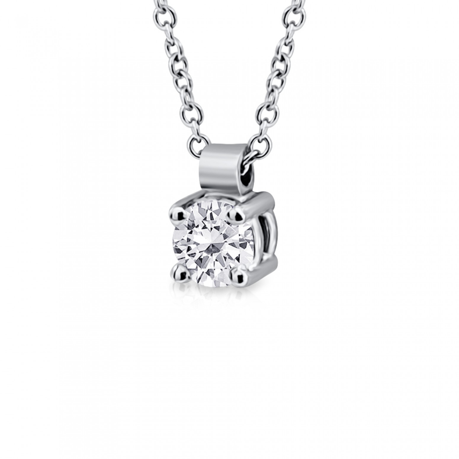 Solitaire necklace 18K white gold with diamond 0.16ct, SI1, H from IGL ko4821 NECKLACES Κοσμηματα - chrilia.gr