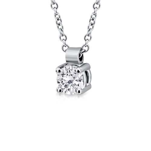 Solitaire necklace 18K white gold with diamond 0.16ct, SI1, H from IGL ko4821 NECKLACES Κοσμηματα - chrilia.gr