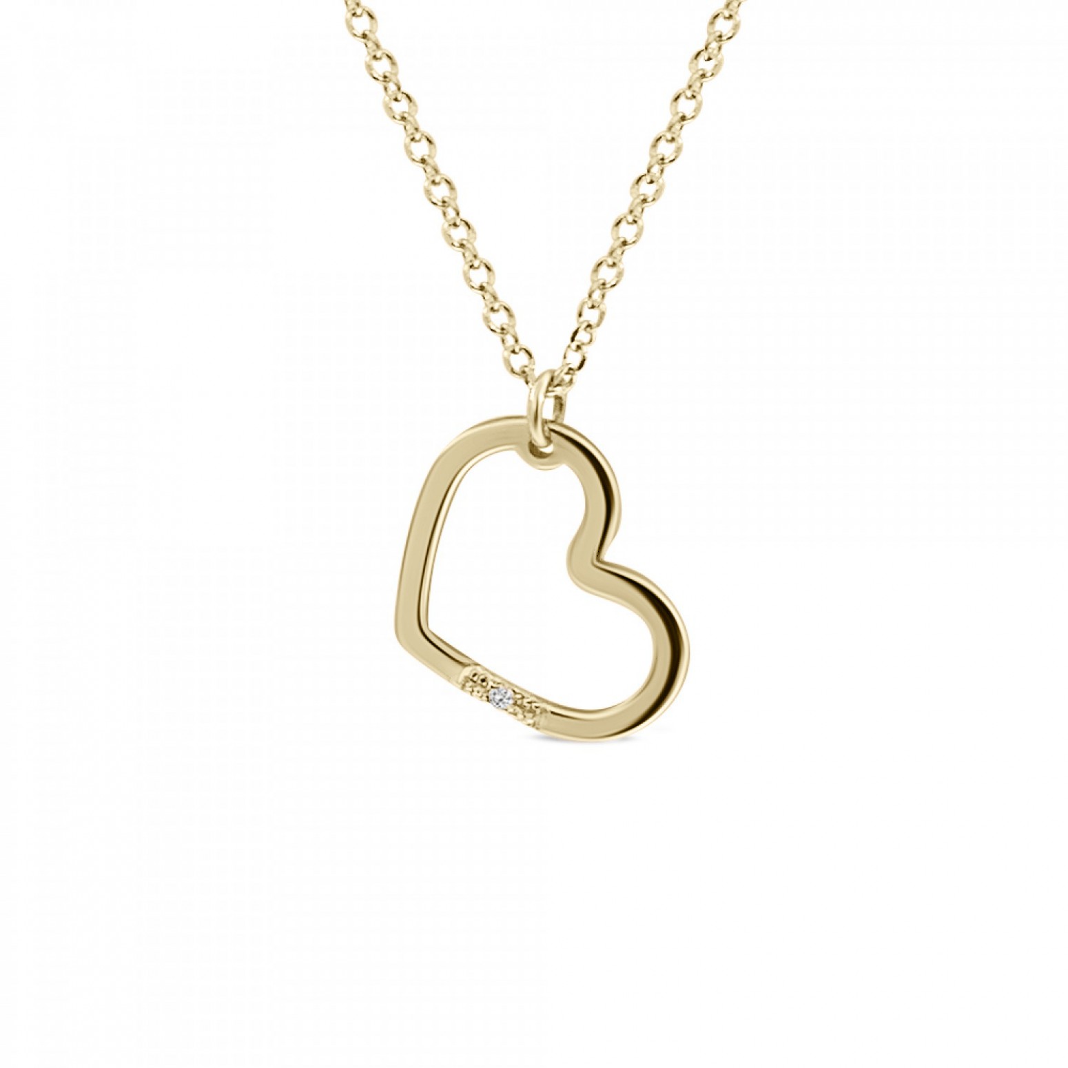 Heart necklace, Κ14 gold with diamond 0.003ct, VS2, H ko5309 NECKLACES Κοσμηματα - chrilia.gr