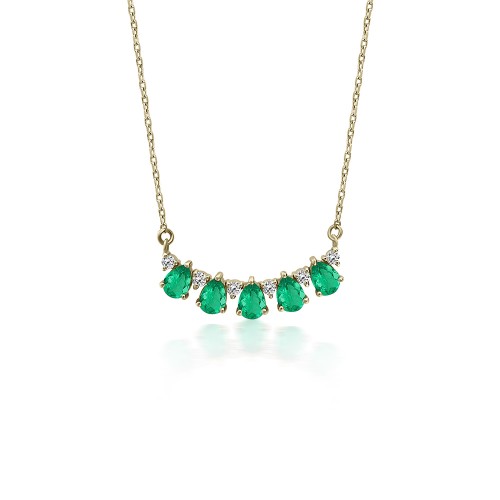 Necklace, Κ18 gold with emeralds 0.67cts and diamonds 0.07ct, VS1, G, ko5566 NECKLACES Κοσμηματα - chrilia.gr