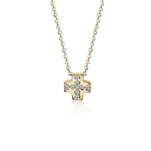 Cross necklace, Κ14 gold with zircon, ko5741 NECKLACES Κοσμηματα - chrilia.gr