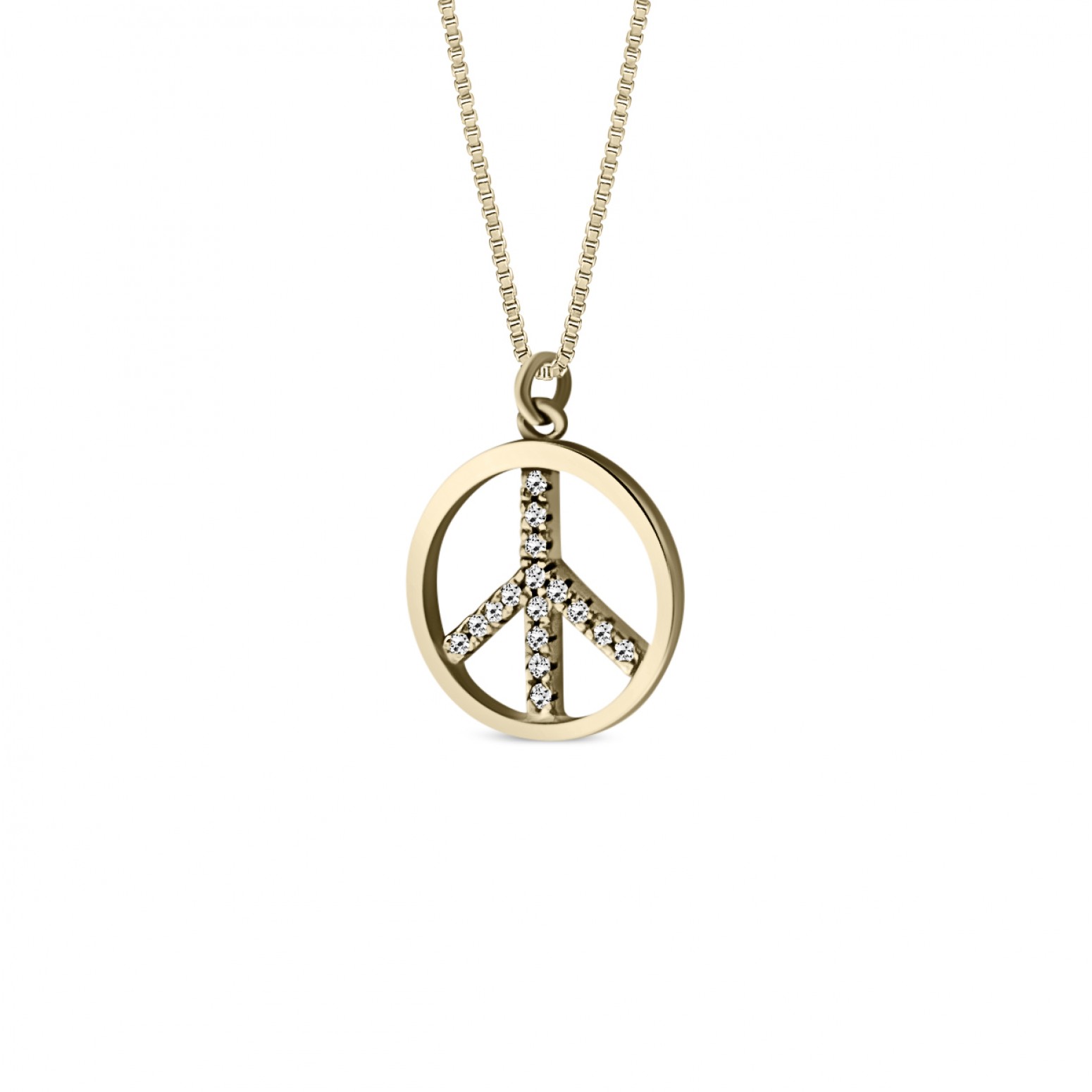 Symbol of peace necklace, Κ14 gold with zircon, ko1759 NECKLACES Κοσμηματα - chrilia.gr