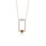 Necklace, Κ18 pink gold with brown and white diamonds 0.41ct, VS2, H ko5755 NECKLACES Κοσμηματα - chrilia.gr