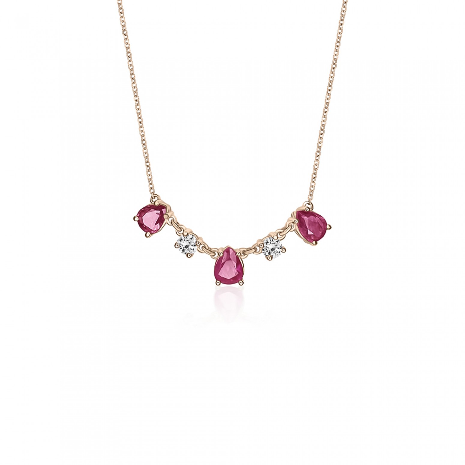 Necklace, Κ18 pink gold with rubies 1.16cts and diamonds 0.18ct, VS1, G, ko5758 NECKLACES Κοσμηματα - chrilia.gr