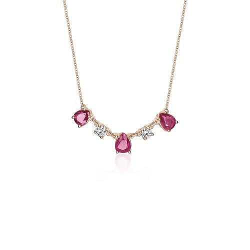 Necklace, Κ18 pink gold with rubies 1.16cts and diamonds 0.18ct, VS1, G, ko5758 NECKLACES Κοσμηματα - chrilia.gr