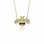 Bee necklace, Κ18 gold with diamonds 0.28ct VS1, G and enamel ko5756 NECKLACES Κοσμηματα - chrilia.gr
