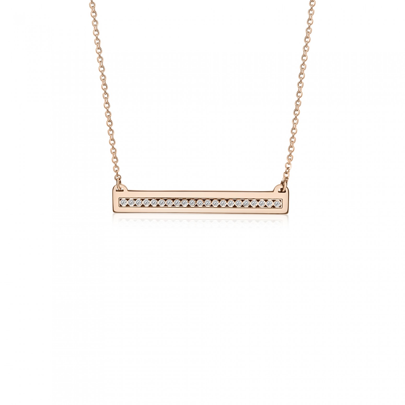 Bar necklace, Κ14 pink gold with diamonds 0.06ct, VS1, H ko4065 NECKLACES Κοσμηματα - chrilia.gr