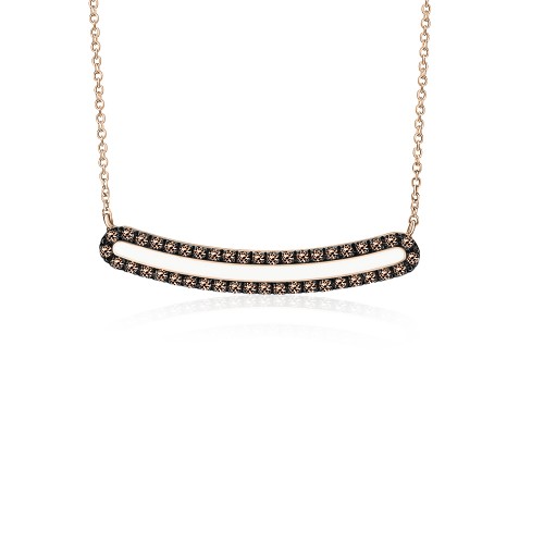Pink gold necklace, Κ18 with brown diamonds 0.07ct and white diamonds 0.10ct, VS1, G ko5459 NECKLACES Κοσμηματα - chrilia.gr