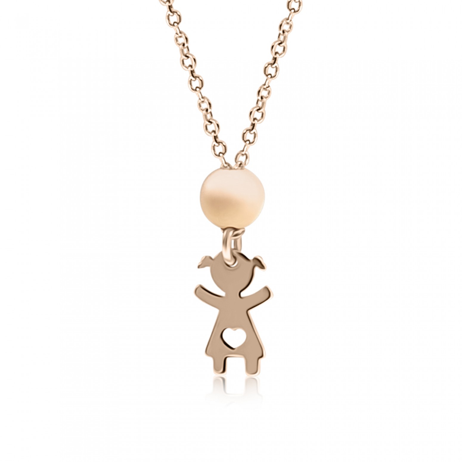 Necklace for baby and mum, K14 pink gold with girl and pink coral, pk0055 NECKLACES Κοσμηματα - chrilia.gr