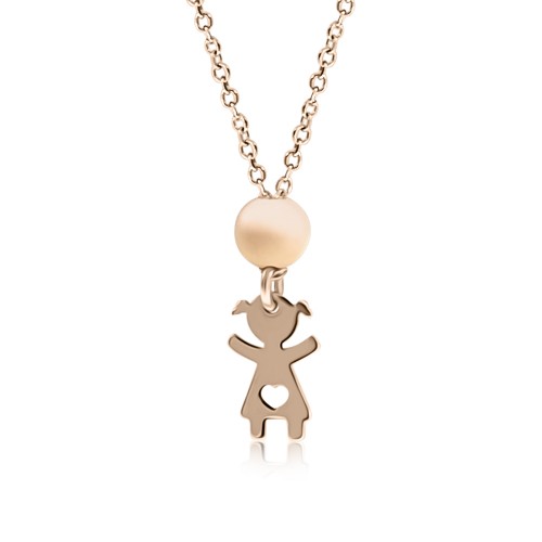 Necklace for baby and mum, K14 pink gold with girl and pink coral, pk0055 NECKLACES Κοσμηματα - chrilia.gr