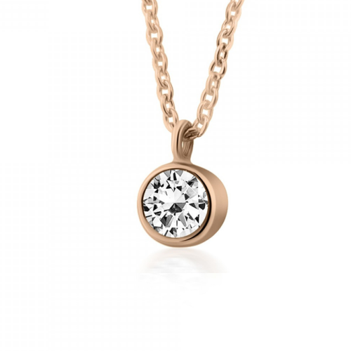 Solitaire necklace 18K pink gold with diamond 0.11ct, VS2, H ko5436 NECKLACES Κοσμηματα - chrilia.gr
