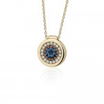 Eye necklace, Κ9 gold with white, brown, blue and black zircon, ko3779 NECKLACES Κοσμηματα - chrilia.gr