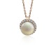 Necklace, Κ14 pink gold with pearl and zircon, ko4918