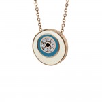 Eye necklace, Κ9 pink gold with zircon and enamel, ko4924 NECKLACES Κοσμηματα - chrilia.gr