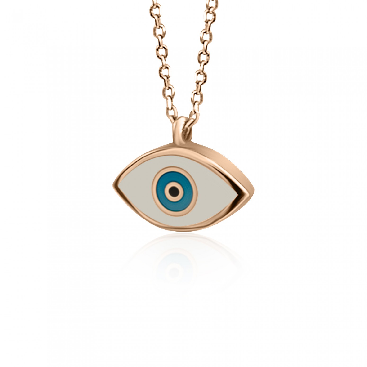 Eye necklace, Κ9 pink gold with enamel, ko4927 NECKLACES Κοσμηματα - chrilia.gr