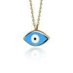 Eye necklace, Κ9 gold with enamel, ko4928 NECKLACES Κοσμηματα - chrilia.gr
